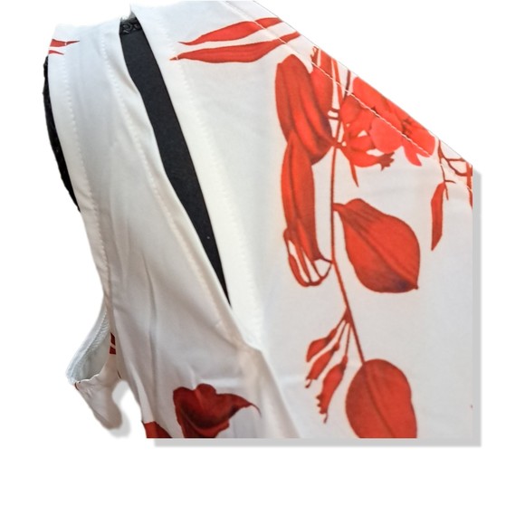 Asymmetrical One Shoulder Floral Red/White Maxi Dress Large - Picture 4 of 8